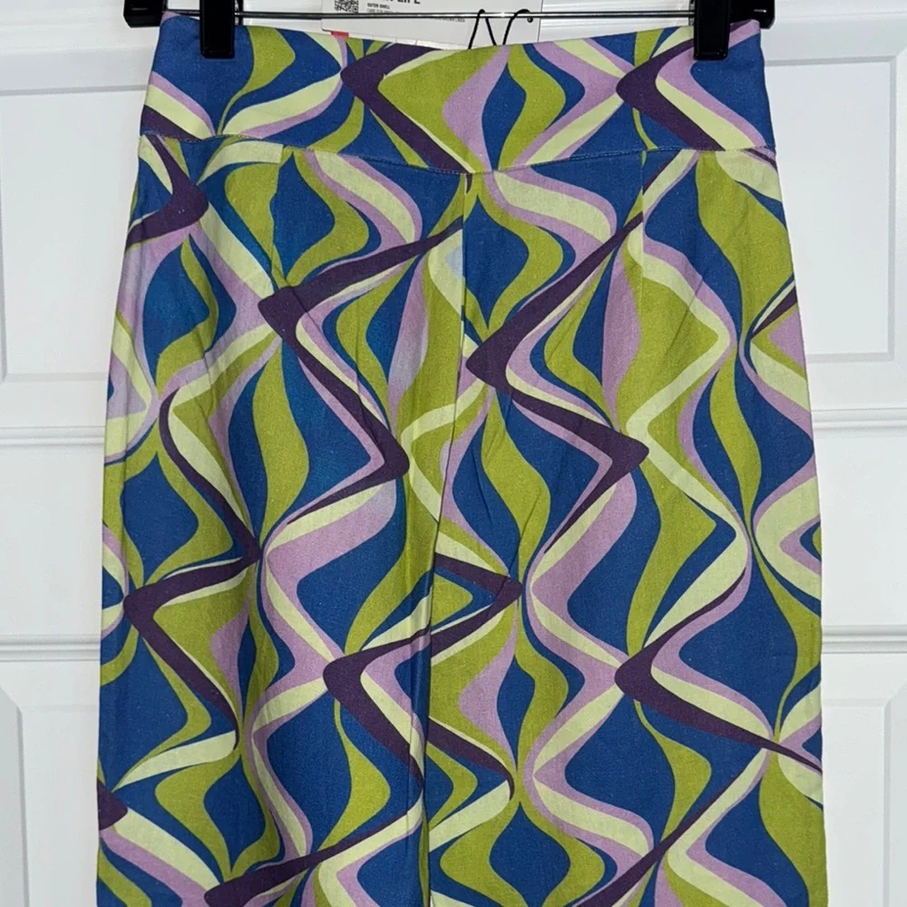 Zara Multicolor Geometric Flare Leg Pants Small